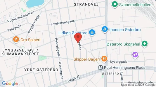 Erhvervslokaler til leje i Østerbro - kort over placeringen