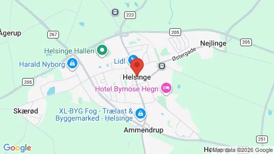 Butikslokaler til leje i Helsinge - kort over placeringen
