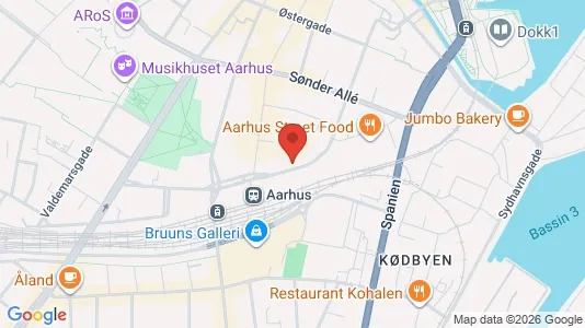 Erhvervslokaler til leje i Århus C - kort over placeringen