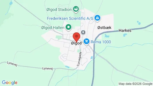 Butikslokaler til leje i Ølgod - kort over placeringen