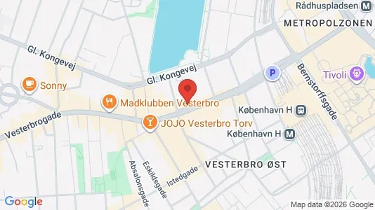 Kontorlokaler til leje i Vesterbro - kort over placeringen
