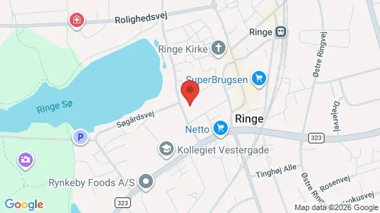 Erhvervslokaler til leje i Ringe - kort over placeringen
