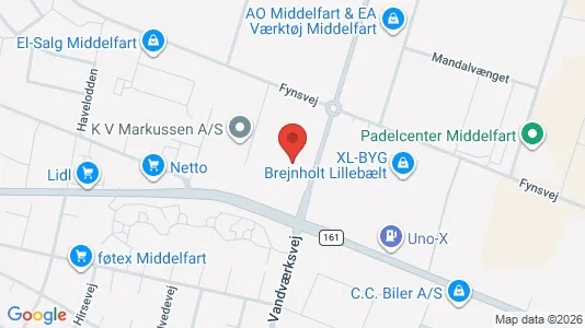 Lagerlokaler til leje i Middelfart - kort over placeringen