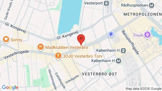 Erhvervslokaler til leje i Vesterbro - kort over placeringen