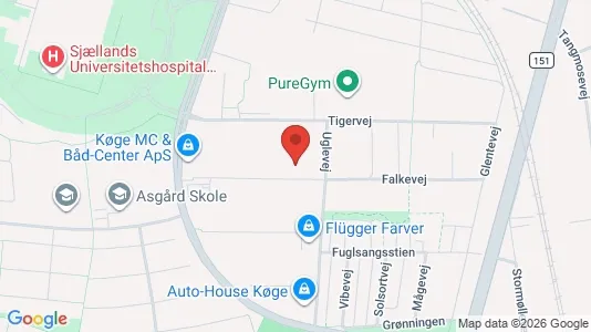 Erhvervslokaler til leje i Køge - kort over placeringen
