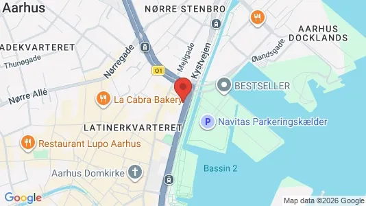 Erhvervslokaler til leje i Århus C - kort over placeringen