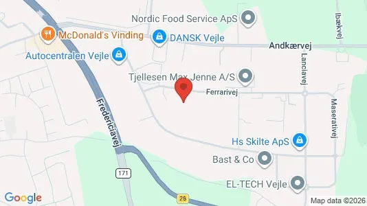 Erhvervslokaler til leje i Vejle Centrum - kort over placeringen