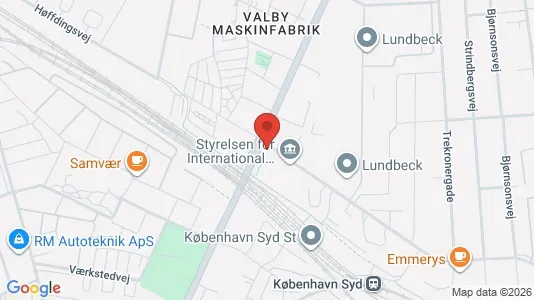 Erhvervslokaler til leje i Valby - kort over placeringen