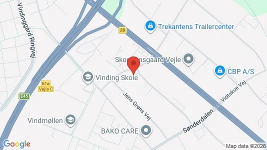 Erhvervslokaler til leje i Vejle Centrum - kort over placeringen