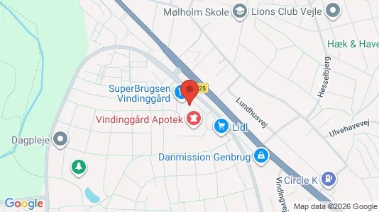 Erhvervslokaler til leje i Vejle Centrum - kort over placeringen