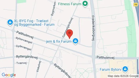 Værkstedslokaler til leje i Farum - kort over placeringen