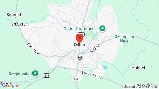 Butikslokaler til leje i Odder - kort over placeringen