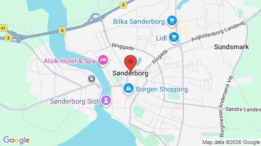Butikslokaler til leje i Sønderborg - kort over placeringen