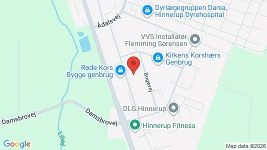 Erhvervslokaler til leje i Hinnerup - kort over placeringen