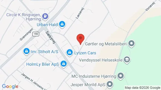 Erhvervslokaler til leje i Hjørring - kort over placeringen