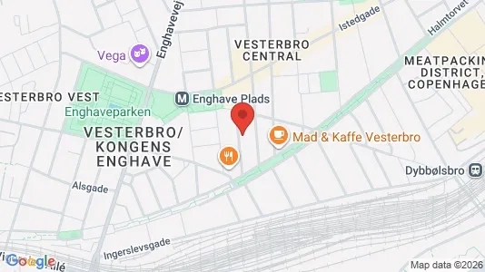 Erhvervslokaler til leje i Vesterbro - kort over placeringen