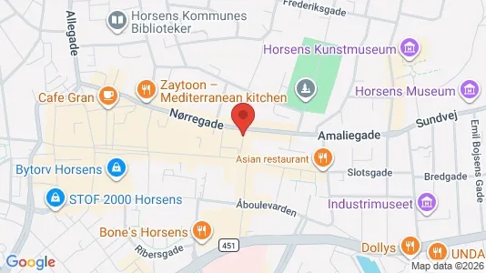 Erhvervslokaler til leje i Horsens - kort over placeringen