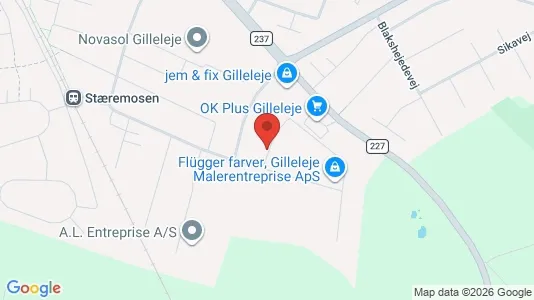 Erhvervslokaler til leje i Gilleleje - kort over placeringen