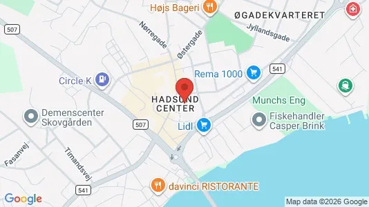 Erhvervslokaler til leje i Hadsund - kort over placeringen