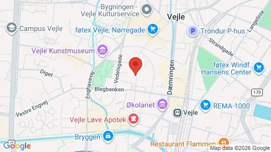 Erhvervslokaler til leje i Vejle Centrum - kort over placeringen