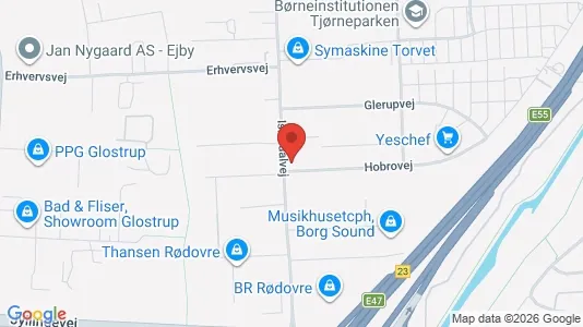 Erhvervslokaler til leje i Rødovre - kort over placeringen