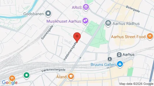 Erhvervslokaler til leje i Århus C - kort over placeringen