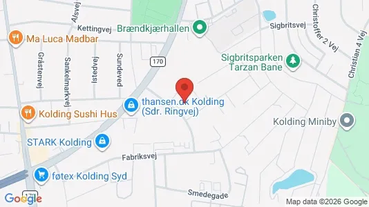 Erhvervslokaler til leje i Kolding - kort over placeringen