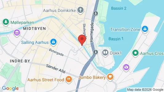 Erhvervslokaler til leje i Århus C - kort over placeringen