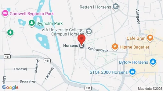 Erhvervslokaler til leje i Horsens - kort over placeringen