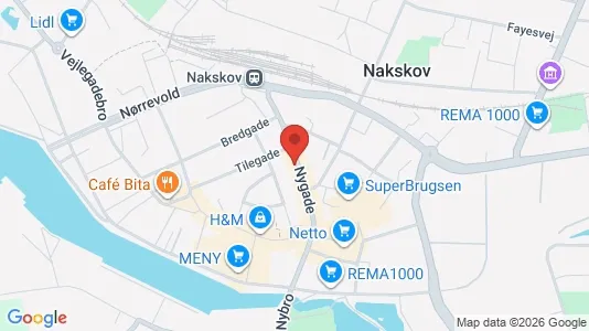 Erhvervslokaler til leje i Nakskov - kort over placeringen