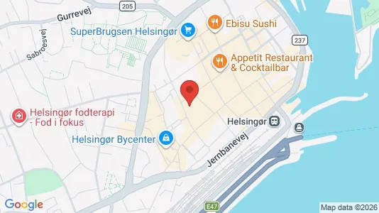 Erhvervslokaler til leje i Helsingør - kort over placeringen