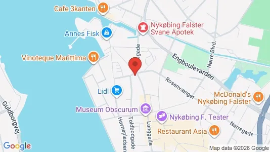 Erhvervslokaler til leje i Nykøbing Falster - kort over placeringen