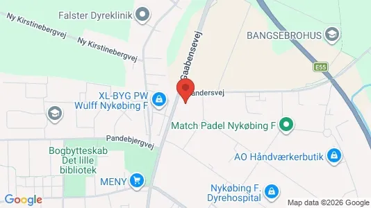 Erhvervslokaler til leje i Nykøbing Falster - kort over placeringen