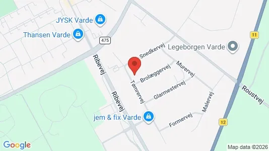 Erhvervslokaler til leje i Varde - kort over placeringen