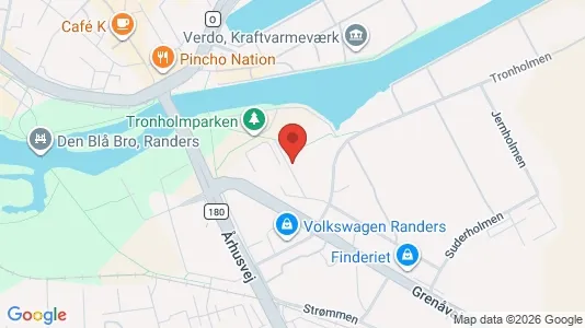 Erhvervslokaler til leje i Randers SØ - kort over placeringen