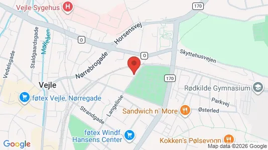 Erhvervslokaler til leje i Vejle Centrum - kort over placeringen