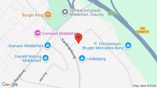 Erhvervslokaler til leje i Middelfart - kort over placeringen
