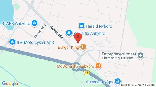 Erhvervslokaler til leje i Aabybro - kort over placeringen