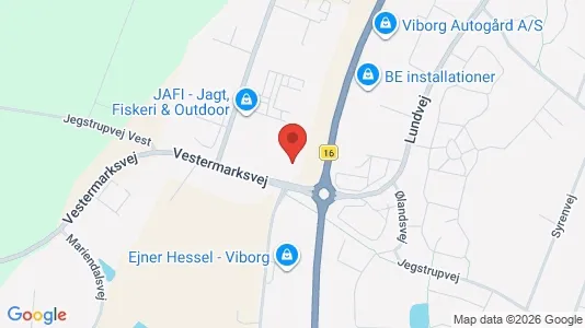 Erhvervslokaler til leje i Viborg - kort over placeringen