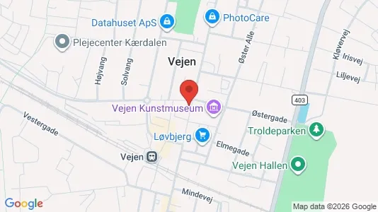 Erhvervslokaler til leje i Vejen - kort over placeringen