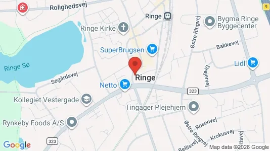 Erhvervslokaler til leje i Ringe - kort over placeringen