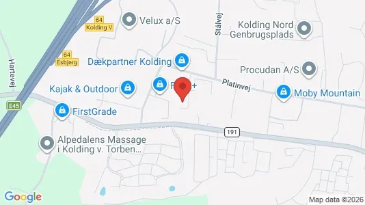 Erhvervslokaler til leje i Kolding - kort over placeringen