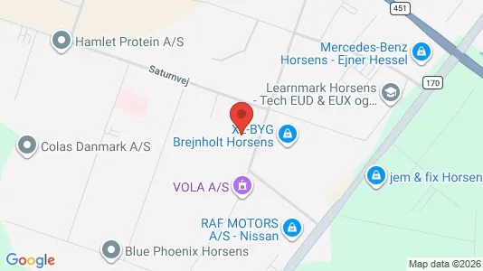 Erhvervslokaler til leje i Horsens - kort over placeringen