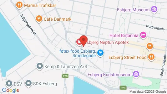 Erhvervslokaler til leje i Esbjerg Centrum - kort over placeringen