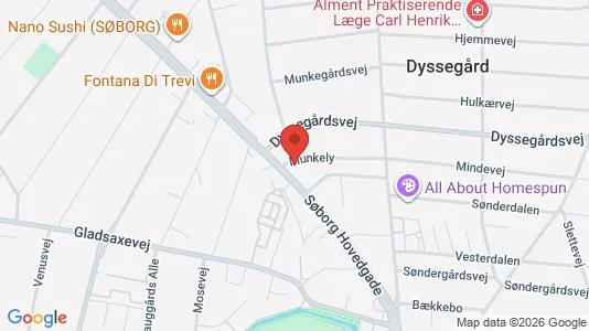 Erhvervslokaler til leje i Dyssegård - kort over placeringen