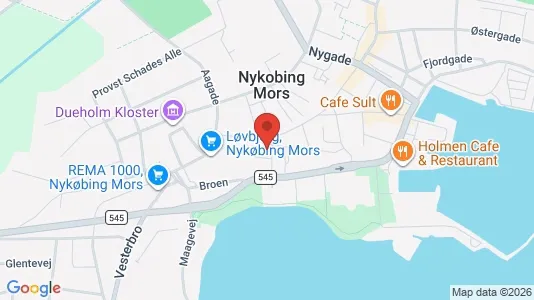 Erhvervslokaler til leje i Nykøbing Mors - kort over placeringen