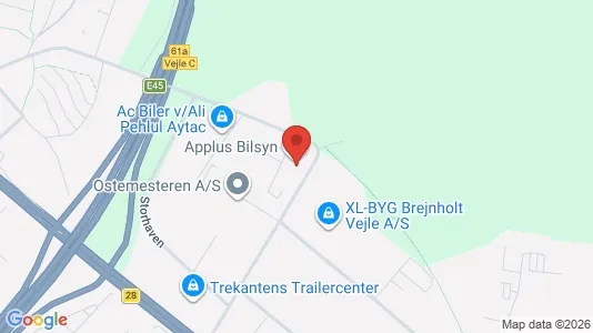 Erhvervslokaler til leje i Vejle Centrum - kort over placeringen