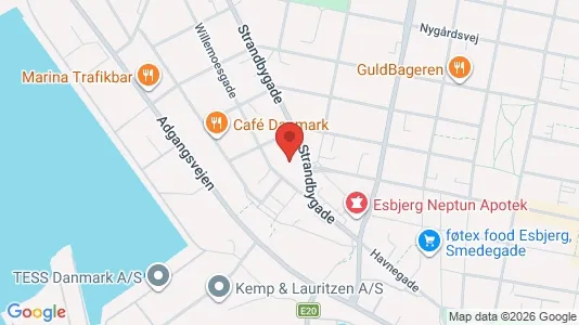 Erhvervslokaler til leje i Esbjerg Centrum - kort over placeringen