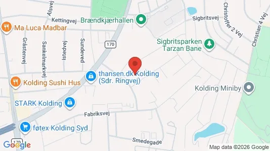 Erhvervslokaler til leje i Kolding - kort over placeringen