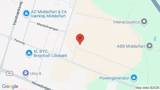 Erhvervslokaler til leje i Middelfart - kort over placeringen